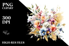 Colorful Bouquet with Sweet Pea | Sublimation | Clipart Product Image 1