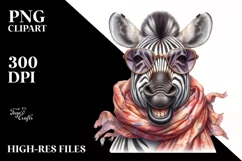 Funny Cute Zebra Silk Scarf | Sublimation Clipart Product Image 1