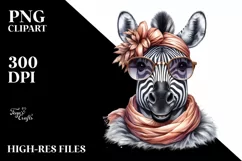 Funny Cute Zebra Silk Scarf | Sublimation Clipart Product Image 1