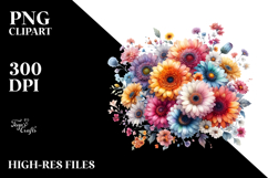 Colorful Gerbera Flowers PNG Product Image 2