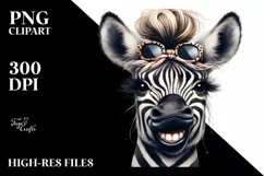 Funny Zebra Portrait | Watercolor Clipart Product Image 1