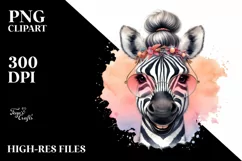 Funny Zebra Portrait | Watercolor Clipart Product Image 3