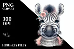 Funny Zebra Portrait | Watercolor Clipart Product Image 1