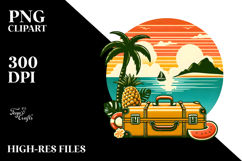 Retro Tropical Island Suitcase Clipart Product Image 2