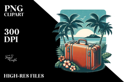 Retro Tropical Island Suitcase Clipart Product Image 2