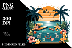 Retro Tropical Island Suitcase Clipart Product Image 2