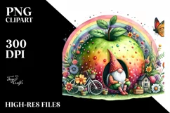 Colorful Gnome House with Rainbow | Watercolor Clipart Product Image 3