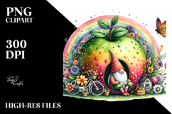 Colorful Gnome House with Rainbow | Watercolor Clipart Product Image 2