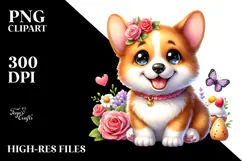 Cartoon Pembroke Welsh Corgi, Watercolor Art Product Image 2