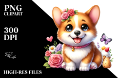 Cartoon Pembroke Welsh Corgi, Watercolor Art Product Image 2