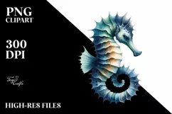 Watercolor Sea Horse Sticker Clipart Product Image 3