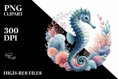 Watercolor Sea Horse Sticker Clipart Product Image 3