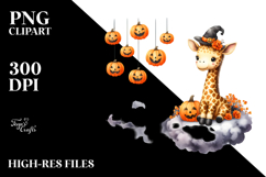 Watercolor Giraffe in Halloween Costume PNG Product Image 2