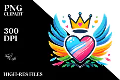 Colorful Crown Heart PNG Product Image 2