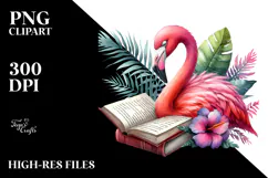 Vibrant Reading Flamingo | Sublimation | Clipart Product Image 2