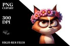 Cartoony Cat with Flower Crown, Transparent PNG Product Image 2