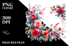 Vibrant Red Roses | Watercolor Clipart Product Image 2