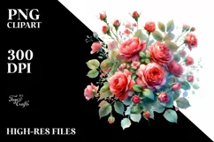 Vibrant Red Roses | Watercolor Clipart Product Image 3