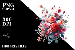 Vibrant Red Roses | Watercolor Clipart Product Image 2