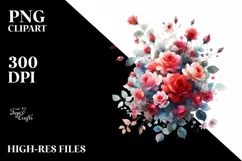 Vibrant Red Roses | Watercolor Clipart Product Image 3