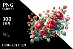 Vibrant Red Roses | Watercolor Clipart Product Image 1