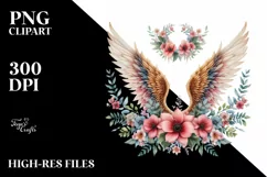 Watercolor Angel Wings with Flowers Product Image 1