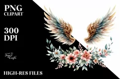 Watercolor Angel Wings with Flowers Product Image 3