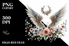 Watercolor Angel Wings with Flowers Product Image 3