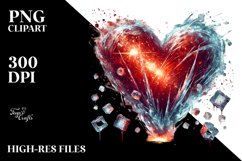 Icy Red Heart, Digital Painting PNG Product Image 2
