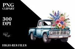 Pickup Truck with Flowers USA Flag Product Image 3