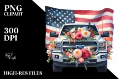 Pickup Truck with Flowers USA Flag Product Image 3