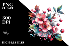 Cherry Blossom Watercolor Clipart Product Image 2