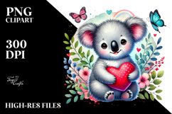 Baby Koala Holding Heart PNG Product Image 2