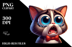 Exaggerated Cartoon Cat with Bow Tie PNG Product Image 2