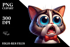 Exaggerated Cartoon Cat with Bow Tie PNG Product Image 2
