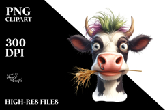 Funny Cow with Crazy Hair, High-Res PNG Product Image 2