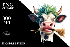 Funny Cow with Crazy Hair, High-Res PNG Product Image 2