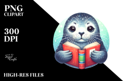 Colorful Seal Reading Book Clipart Product Image 2
