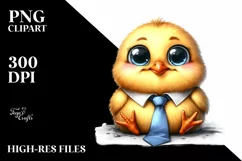 Funny Baby Chick with Tie | Sublimation | Clipart Product Image 3