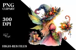 Vibrant Drawing of Christmas Fairy Product Image 1