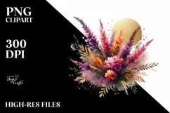 Watercolor Abstract Vibrant Bouquet Gold Foil with Heather Product Image 1