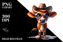Colorful Cow with Sunglasses Clipart Product Image 2