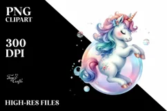 Colorful Pastel Baby Unicorn Twirling | Clipart Product Image 1