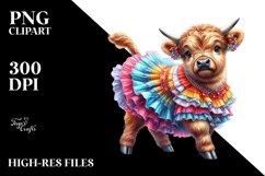 Colorful Baby Cow with Rumba Dancer&#039;s Outfit, PNG Product Image 3