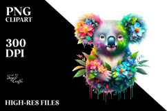Vibrant Koala with 3D Floral Body PNG Product Image 2