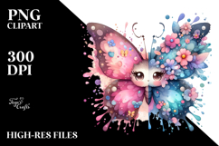 Cute Butterfly with Splashes PNG Product Image 2