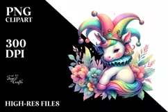 Baby Unicorn with Jester Hat PNG Product Image 1
