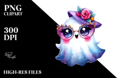 Funny Cute Ghost with Glam Accessories PNG Product Image 2