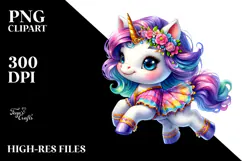 Cute Baby Unicorn Running, Transparent PNG Product Image 2