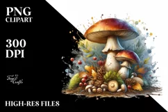 mushroom watercolor splash PNG Product Image 3